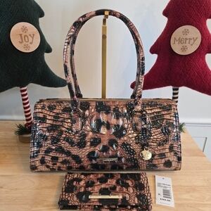 Brahmin Sophia Satchel + matching Ady Wallet - Melbourne Golden Lynx.